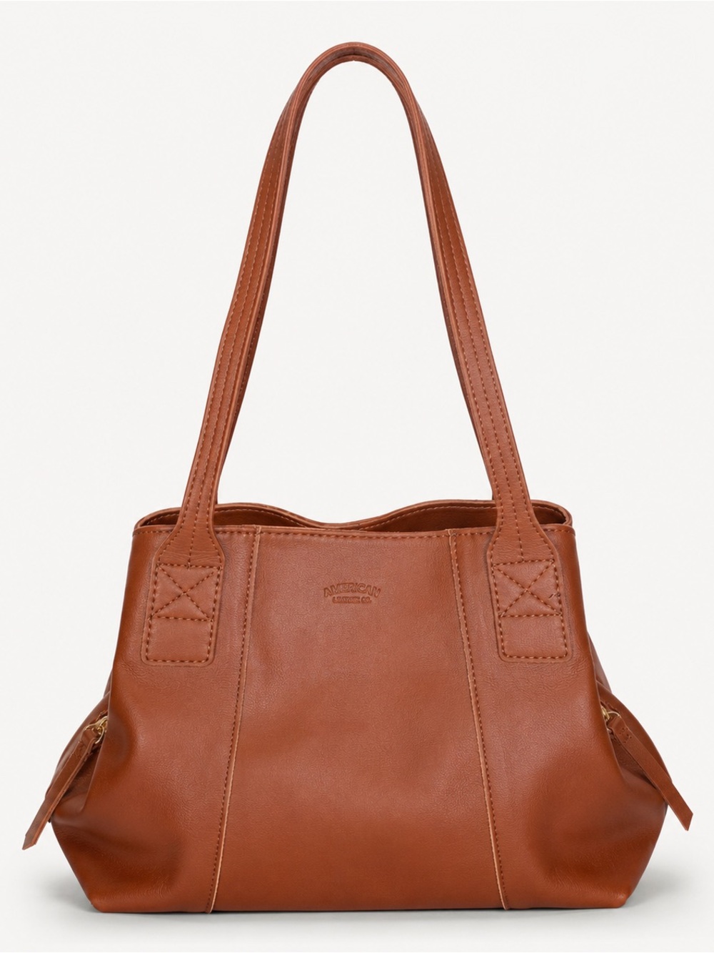 American Leather Co Cognac Brown Genuine Leather Shoulder Bag